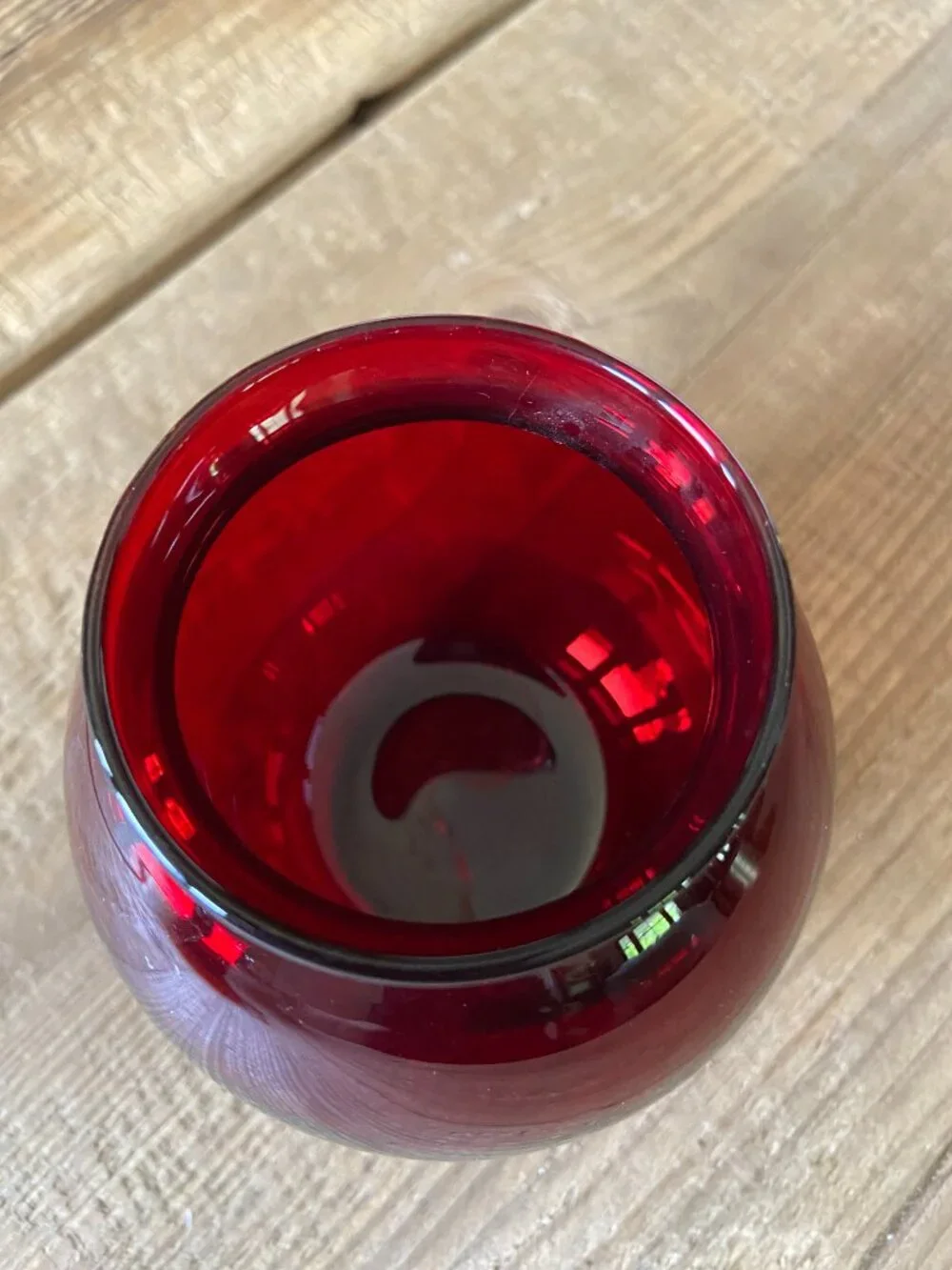 Ruby Red Glass Round Vase Rose Bowl 4